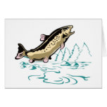trout fish jumping greeting card