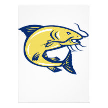 Trout Fish Jumping Retro Custom Invite