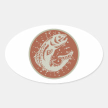 Trout Fish Jumping Retro Sticker