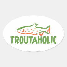 Trout Fisherman Fishing Oval Stickers