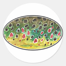 Trout Fly FIshing Round Sticker