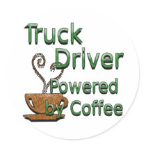 Truck Driver Powered by Coffee Round Sticker