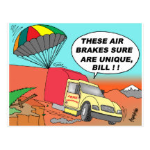 TRUCK GOES OVER CLIFF WITH PARACHUTE POSTCARDS