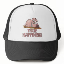 true happiness cute pig in mud cartoon mesh hat