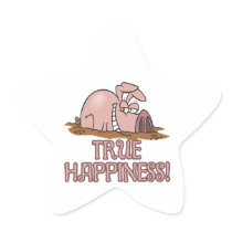 true happiness cute pig in mud cartoon star sticker