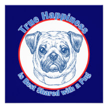 True Happiness with a Pug Custom Announcements