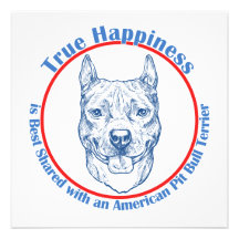 True Happiness with an American Pit Bull Terrier Custom Announcements
