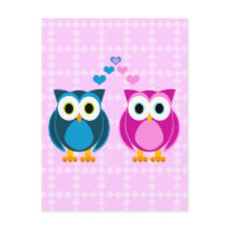 True Love - Owl Cartoon Post Cards