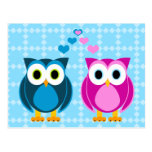 True Love - Owl Cartoon Postcard