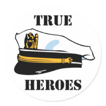 True Navy Heroes Round Stickers