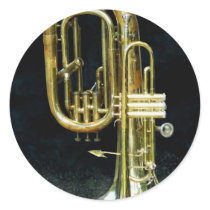 Trumpet and Tuba Round Stickers