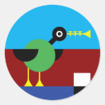 Trumpet Duck Round Stickers