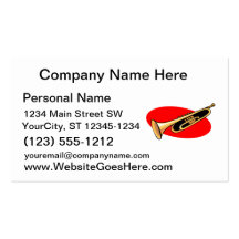 Trumpet Simple Design Red Background Business Card Templates