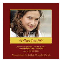 Trunk Party Maroon and Gold Photo Invitation