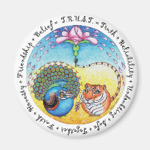 'Trust' peacock & tiger Magnets