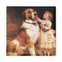 Trust (Saint Bernard) by Charles Burton Barber Fridge Magnets