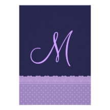 TT034 Rich Purple Lace Wedding Monogram Announcement