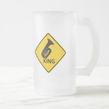 Tuba Crossing Highway Sign Mugs