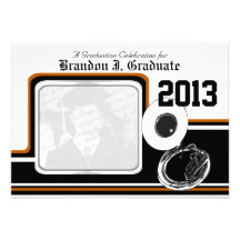 Tuba Marching Band Graduation Photo Orange Invite
