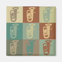 Tuba Pop Art Refrigerator Magnets