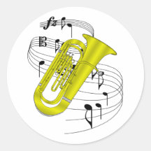 Tuba Round Sticker