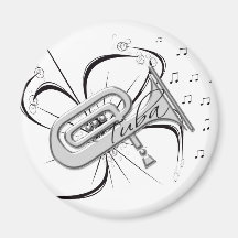 Tuba Silver and Notes Fridge Magnet