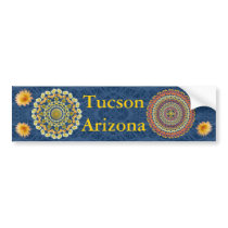 Tucson Bumper Sticker with Barrel Cactus Mandalas