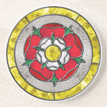 Tudor Rose Stained Glass Drink Coasters