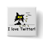 Tuff Kitty loves Twitter Pinback Button