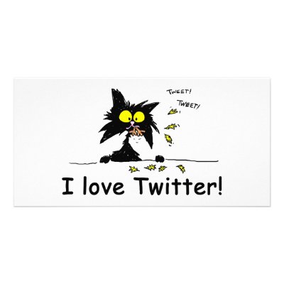 Tuff Kitty loves Twitter Customised Photo Card by tuffkittydesigns