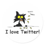 Tuff Kitty loves Twitter Round Sticker