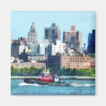 Tugboat Against Manhattan Skyline Refrigerator Magnets