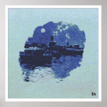 Tugboat in the Moonlight Poster