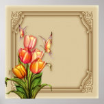 Tulip Butterflies Corporate Office Wall Art Poster