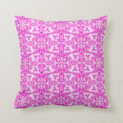 Tulip damask purple pink throw pillow Zazzle