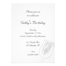 Tulip Sketch Birthday Party Invitation