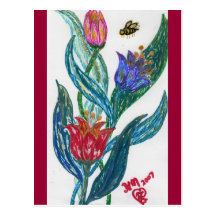 tulips and the bee postcards