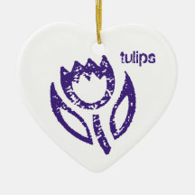 Tulips for kissing Deep Blue Tulip Heart Ornament