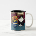 Tulips & Roses | Tuxedo Cat Art Mug mugs