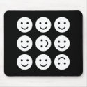 Tumbling Smileys - Black and White mousepads