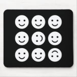 Tumbling Smileys - Black and White mousepads