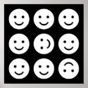 Tumbling Smileys - Black and White posters