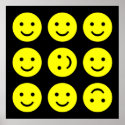 Tumbling Smileys - On Black posters