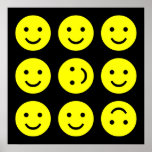 Tumbling Smileys - On Black posters