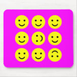Tumbling Smileys - On Magenta Pink mousepads