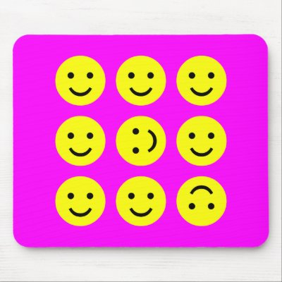 Tumbling Smileys - On Magenta Pink Mouse Mats by artberry
