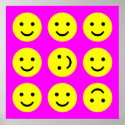 Tumbling Smileys - On Magenta Pink posters