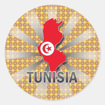 Tunisia Flag Map 2.0 Round Stickers