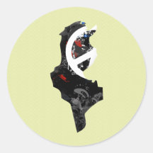 Tunisia Trendy Peace Sign with Tunisian map Stickers
