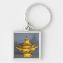 Tureen with black print design, c.1820 keychain